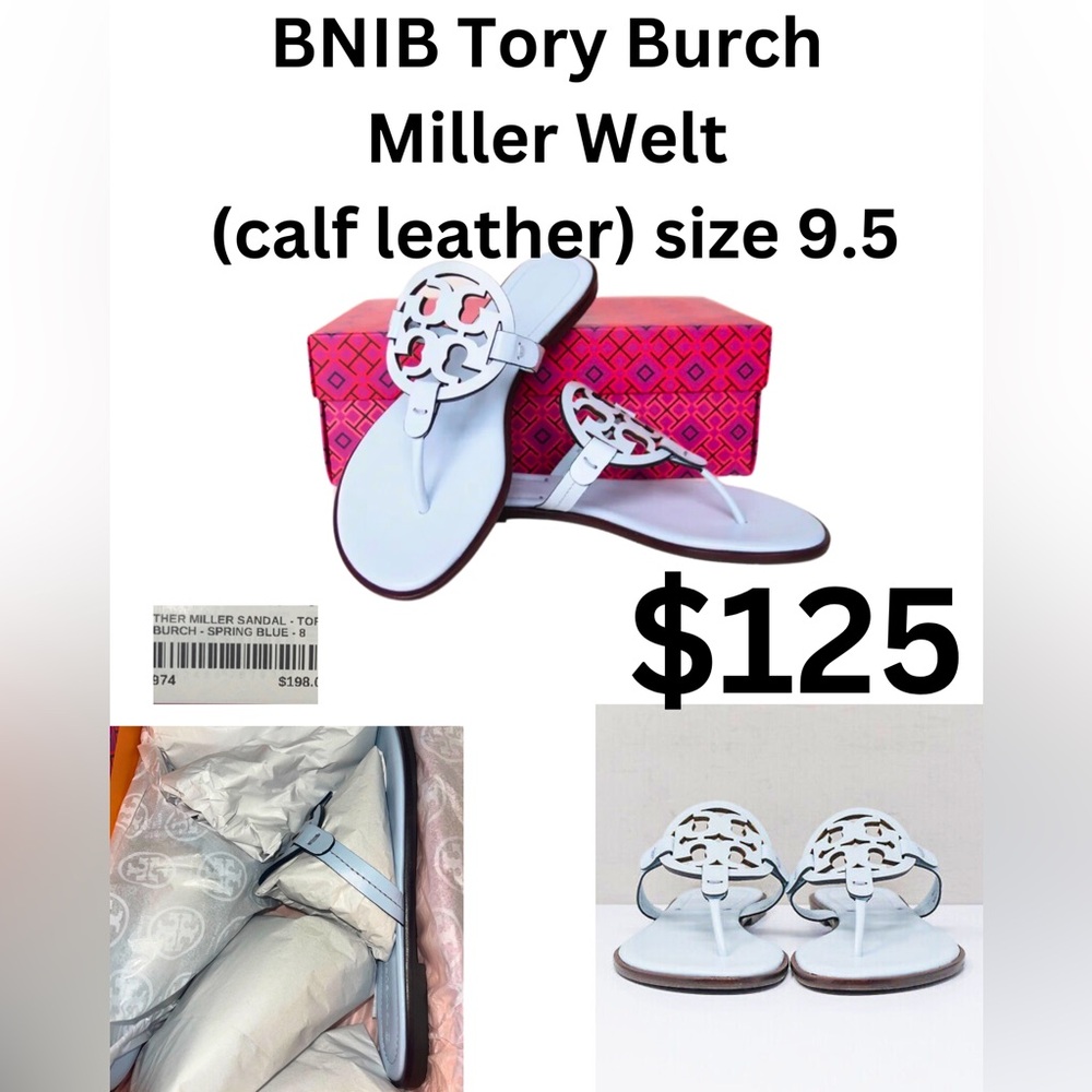 Tory Burch Miller Welt (calf leather) in spring blue, Brand NEW never worn 9.5